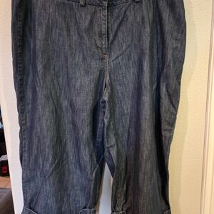 Apostrophe Classic Blue Denim Women's Capri Cuffed No Pockets Jeans 18W